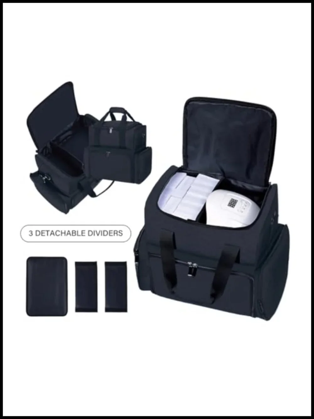 Large Double Layer Travel Makeup Bag with Removable Cases & Dividers, Polyester